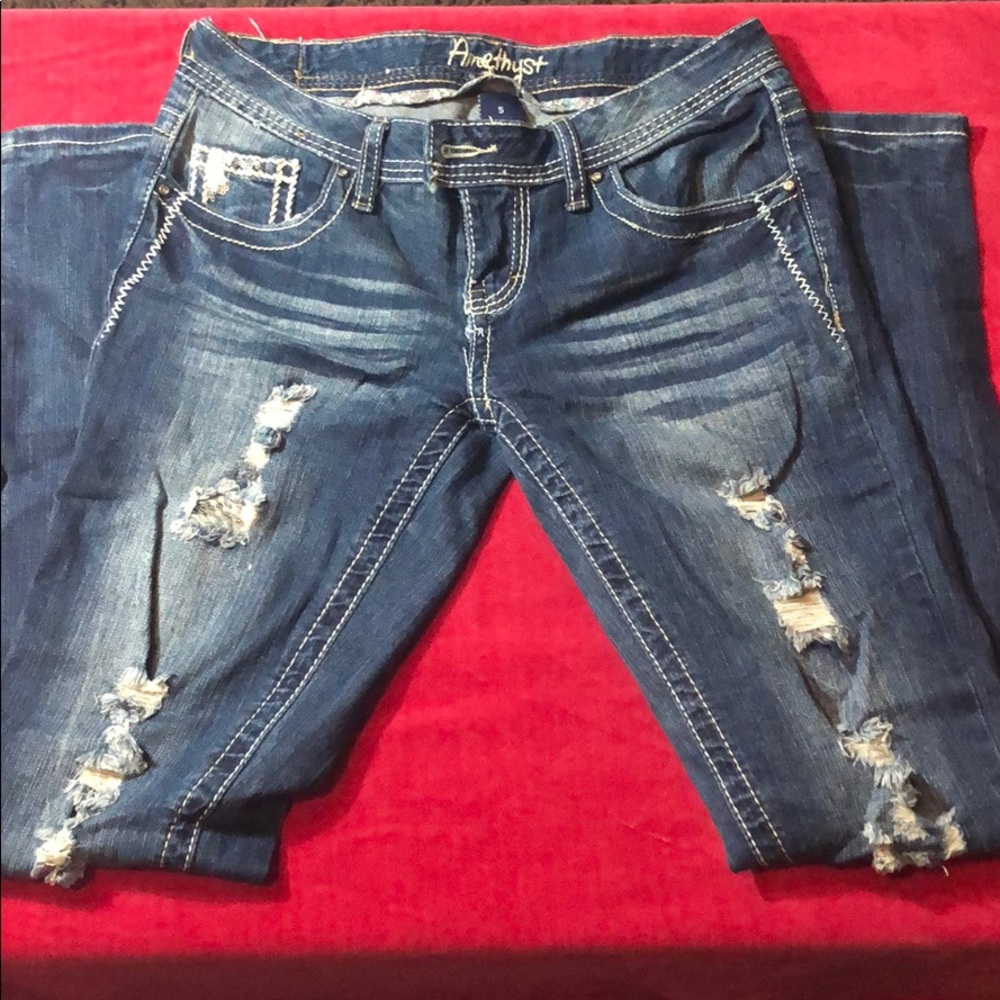 Distressed bling jeans skinny